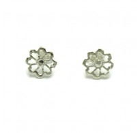 E000661 Sterling silver earrings Flower on post solid 925 Empress